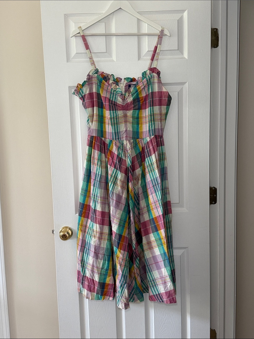 Polo Ralph Lauren Ruffle-trim Cotton Madras Dress NWT